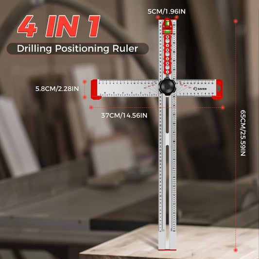4 in 1 drilling positioning ruler